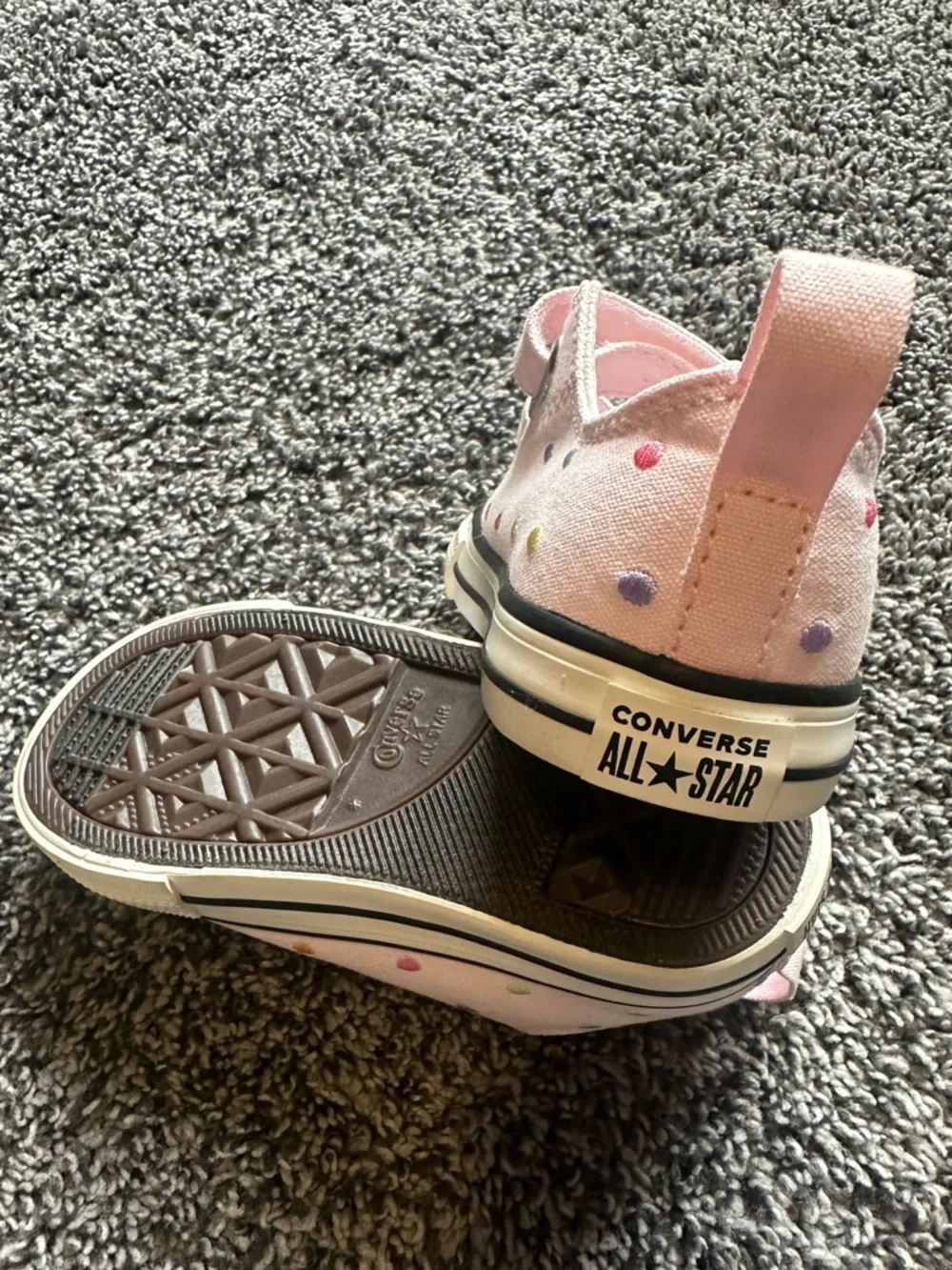 Brand New Converse Kids Chuck Taylor All Star Polka Dots Easy On Size 8 T